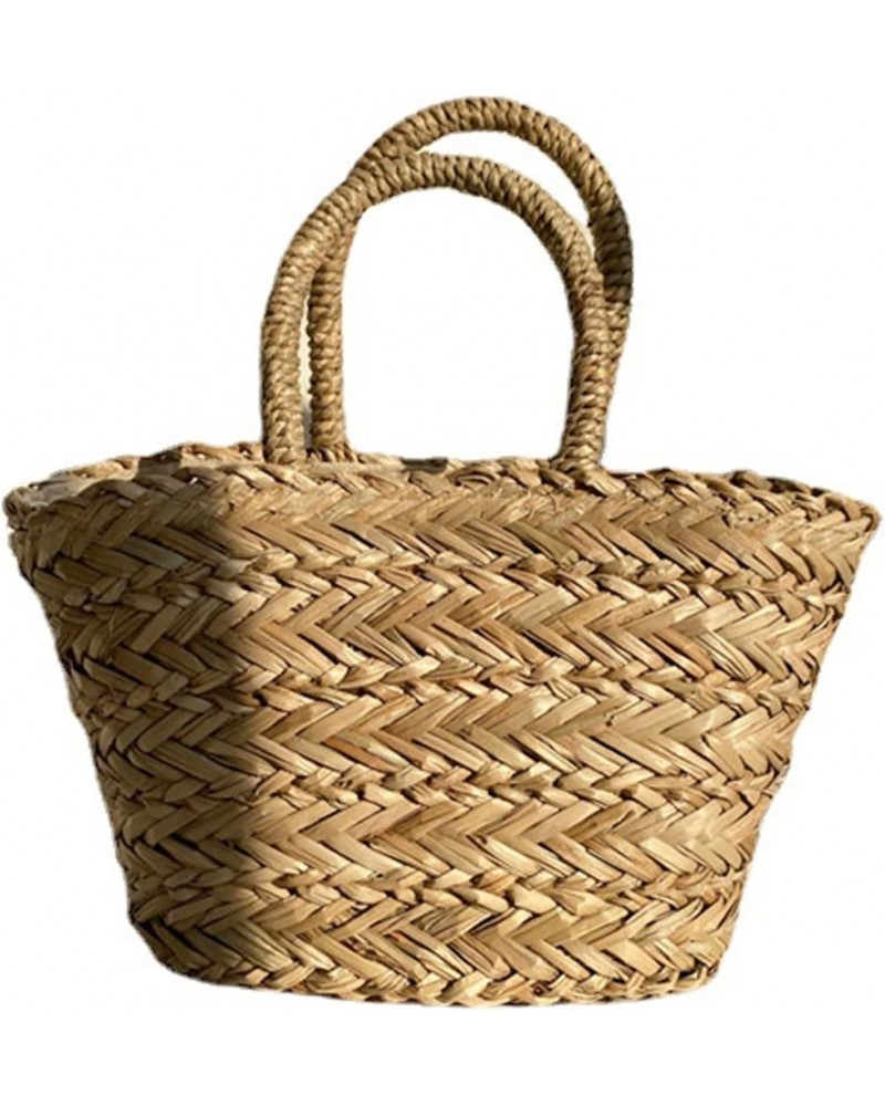 Straw Bag Vegetable Basket Bag Handbag Water Grass Handwoven Fashion Diagonal Bag $14.30 Handbags