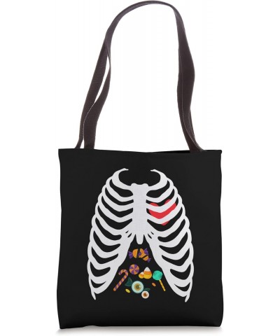 Skeleton Rib Cage With Candies Scary Halloween Skeleton Tote Bag $9.87 Totes