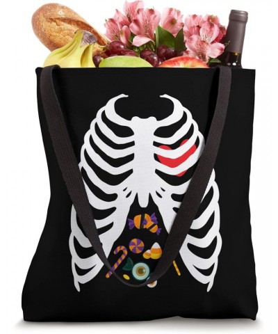 Skeleton Rib Cage With Candies Scary Halloween Skeleton Tote Bag $9.87 Totes