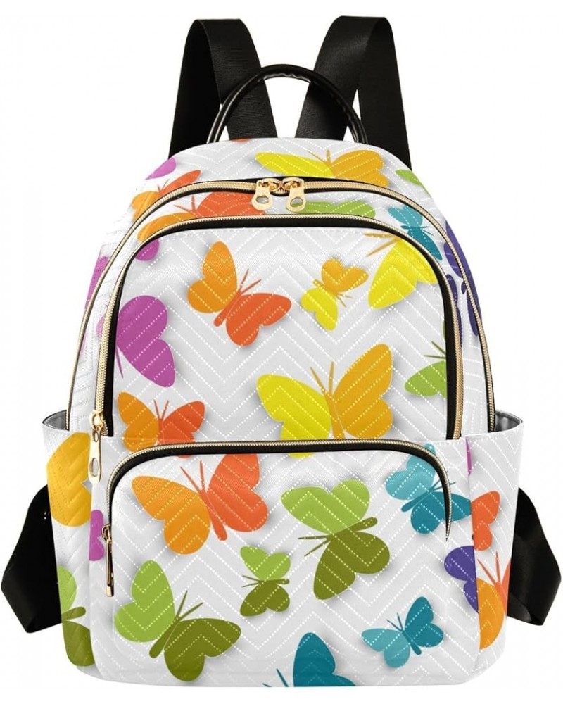 Rainbow Butterfly Heart Mini Backpack Purse for Women Travel Bag Fashion Daypack Back Pack Shoulder Bag Multicolor Medium $13...