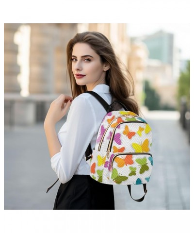 Rainbow Butterfly Heart Mini Backpack Purse for Women Travel Bag Fashion Daypack Back Pack Shoulder Bag Multicolor Medium $13...