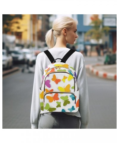 Rainbow Butterfly Heart Mini Backpack Purse for Women Travel Bag Fashion Daypack Back Pack Shoulder Bag Multicolor Medium $13...