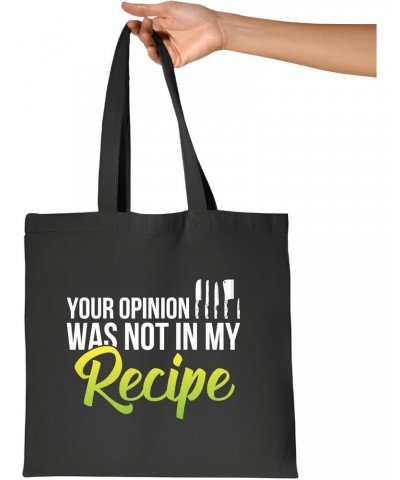 Funny Chef Gift Idea Cooking Recipe Without Your Opinion Navy Black Multicolor Canvas Tote Bag $13.05 Totes