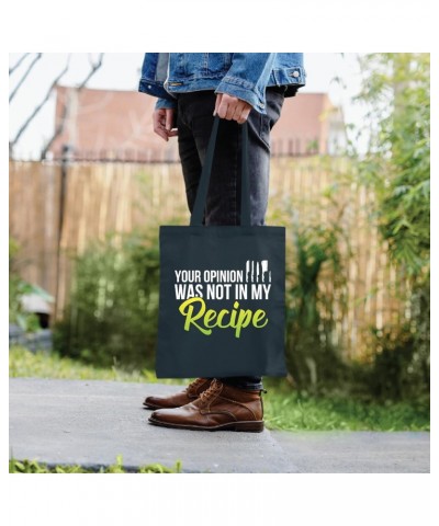 Funny Chef Gift Idea Cooking Recipe Without Your Opinion Navy Black Multicolor Canvas Tote Bag $13.05 Totes