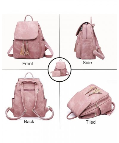 Women Fashion Backpack PU Leather Rucksack Tassels Shoulder Bag Ladies Travel Bag(Pink) Khaki $32.16 Backpacks