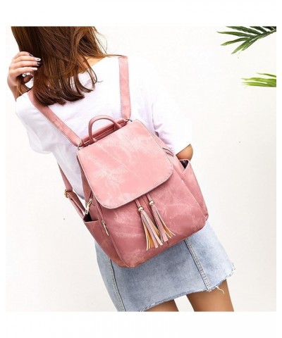 Women Fashion Backpack PU Leather Rucksack Tassels Shoulder Bag Ladies Travel Bag(Pink) Khaki $32.16 Backpacks