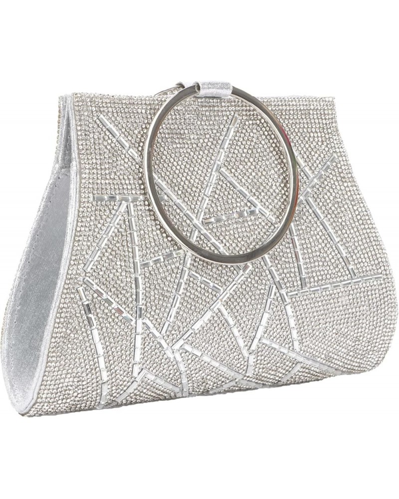 Women Rhinestone Crystal Clutch Purses Bridesmaid Handbag with Chain for Party Prom Wedding Silver $11.75 Evening Bags