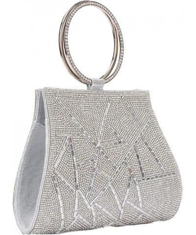 Women Rhinestone Crystal Clutch Purses Bridesmaid Handbag with Chain for Party Prom Wedding Silver $11.75 Evening Bags