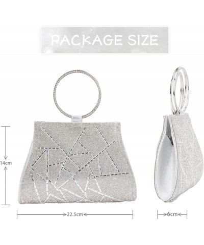 Women Rhinestone Crystal Clutch Purses Bridesmaid Handbag with Chain for Party Prom Wedding Silver $11.75 Evening Bags