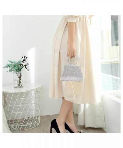 Women Rhinestone Crystal Clutch Purses Bridesmaid Handbag with Chain for Party Prom Wedding Silver $11.75 Evening Bags