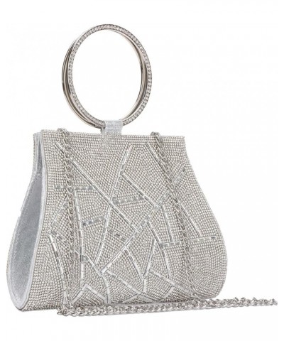 Women Rhinestone Crystal Clutch Purses Bridesmaid Handbag with Chain for Party Prom Wedding Silver $11.75 Evening Bags