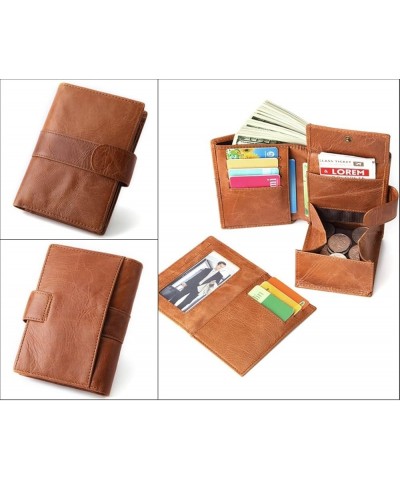 Men's Wallet Men's Soft Genuine Leather Bifold Wallet with ID Window Credit Card Pocket (Color : Red) Brown $16.09 Wallets