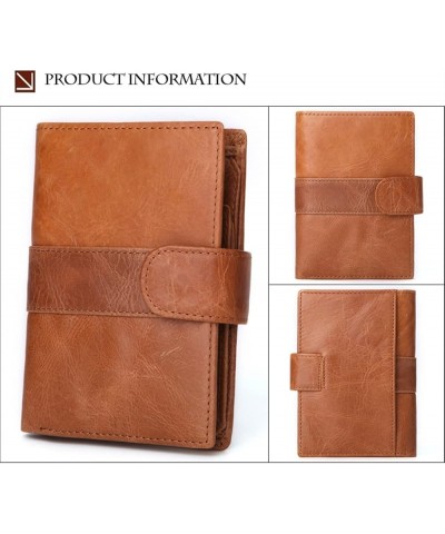 Men's Wallet Men's Soft Genuine Leather Bifold Wallet with ID Window Credit Card Pocket (Color : Red) Brown $16.09 Wallets