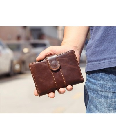 Men's Wallet Men's Soft Genuine Leather Bifold Wallet with ID Window Credit Card Pocket (Color : Red) Brown $16.09 Wallets