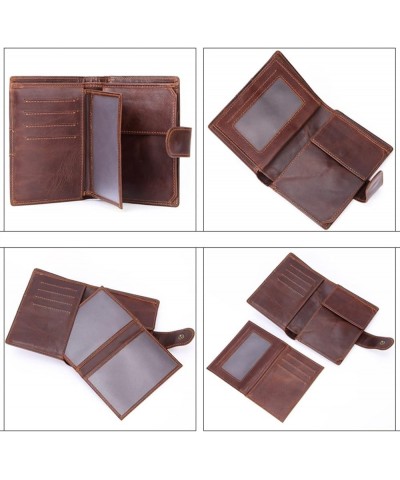 Men's Wallet Men's Soft Genuine Leather Bifold Wallet with ID Window Credit Card Pocket (Color : Red) Brown $16.09 Wallets