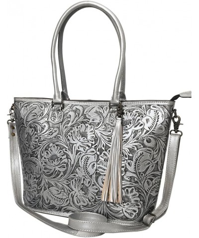 American Darling Tote Hand Tooled Genuine Leather Women Bag Western Handbag Purse Metallic $94.77 Totes