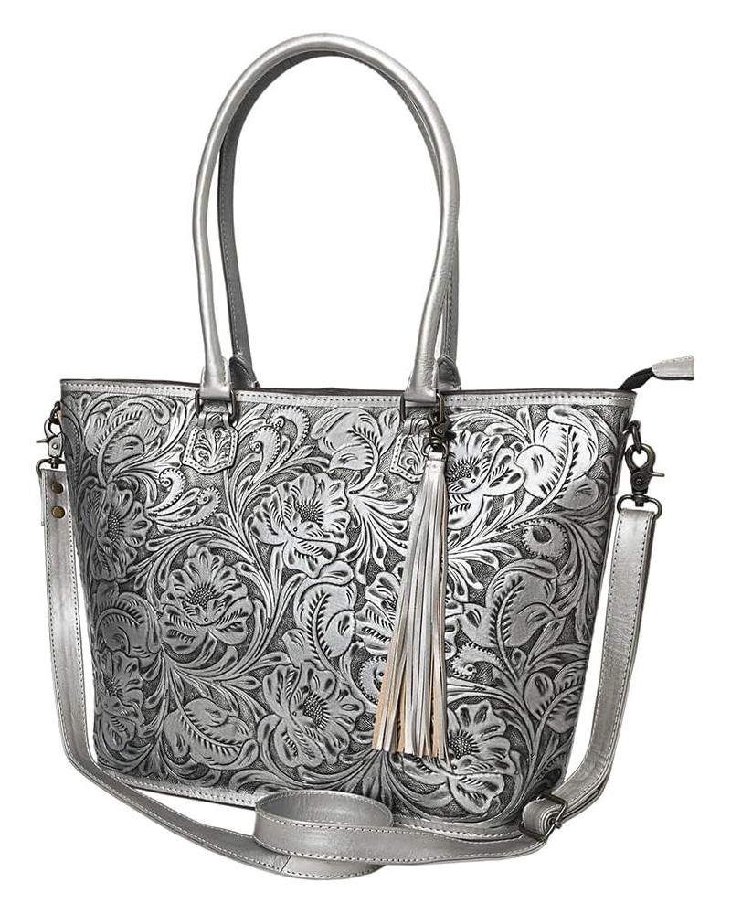 American Darling Tote Hand Tooled Genuine Leather Women Bag Western Handbag Purse Metallic $94.77 Totes