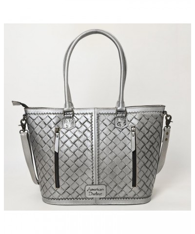 American Darling Tote Hand Tooled Genuine Leather Women Bag Western Handbag Purse Metallic $94.77 Totes