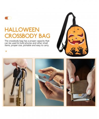 Halloween Crossbody Bag Pumpkin Skull Bat Printed Sling Backpack Portable Travel Men Shoulder Bag for Travel Hiking Workouts ...