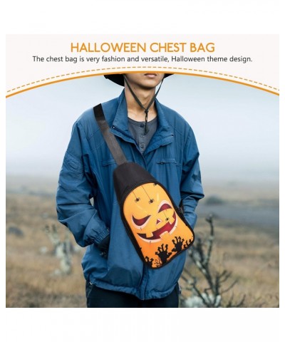 Halloween Crossbody Bag Pumpkin Skull Bat Printed Sling Backpack Portable Travel Men Shoulder Bag for Travel Hiking Workouts ...