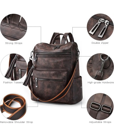 Backpack Purse for Women Leather Backpack Fashion Designer Travel Backpack Convertible Shoulder Bag 1-5-nubuck Coffee $23.21 ...