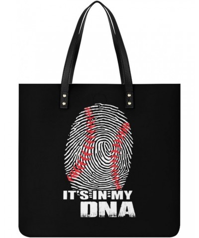 It's in My DNA Baseball Women's Tote Bag PU Leather Handbag Shoulder Purse Fashion Top-Handle Bags $20.40 Totes