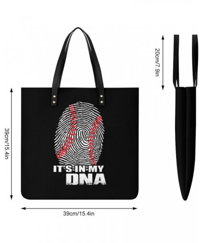 It's in My DNA Baseball Women's Tote Bag PU Leather Handbag Shoulder Purse Fashion Top-Handle Bags $20.40 Totes