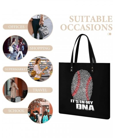 It's in My DNA Baseball Women's Tote Bag PU Leather Handbag Shoulder Purse Fashion Top-Handle Bags $20.40 Totes