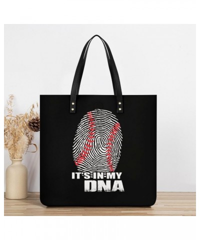 It's in My DNA Baseball Women's Tote Bag PU Leather Handbag Shoulder Purse Fashion Top-Handle Bags $20.40 Totes