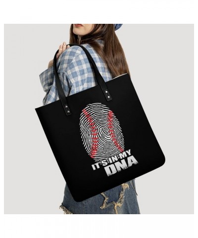 It's in My DNA Baseball Women's Tote Bag PU Leather Handbag Shoulder Purse Fashion Top-Handle Bags $20.40 Totes