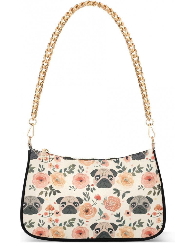 Pekingese Clutch Shoulder Bag for Women, Hobo Tote Handbag with Gold Chain, Crossbody Bag with Zipper Closure $15.00 Totes