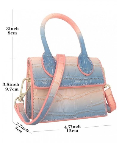 Mini Crossbody Bag for Women Girls Synthetic Leather Flap Purse Styling Top-Handle Clutch Handbag Croco Blue Pink $11.59 Cros...