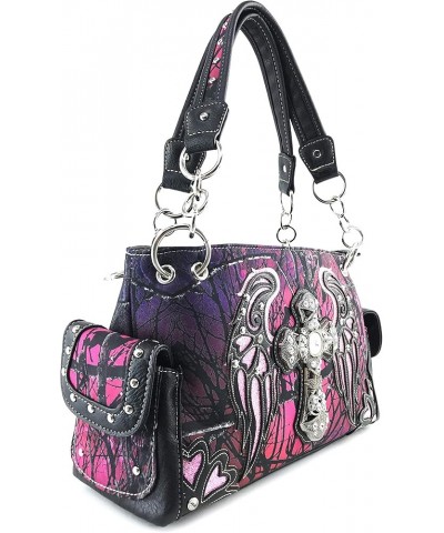 Camouflage Tree Branches Bling Rhinestone Cross Wings Handbag Purse Messenger Bags and Wallets Purple $25.23 Shoulder Bags