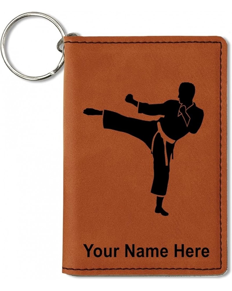 ID Holder Wallet, Karate Man, Personalized Engraving Included (Rustic) Dark Brown $13.44 Wallets