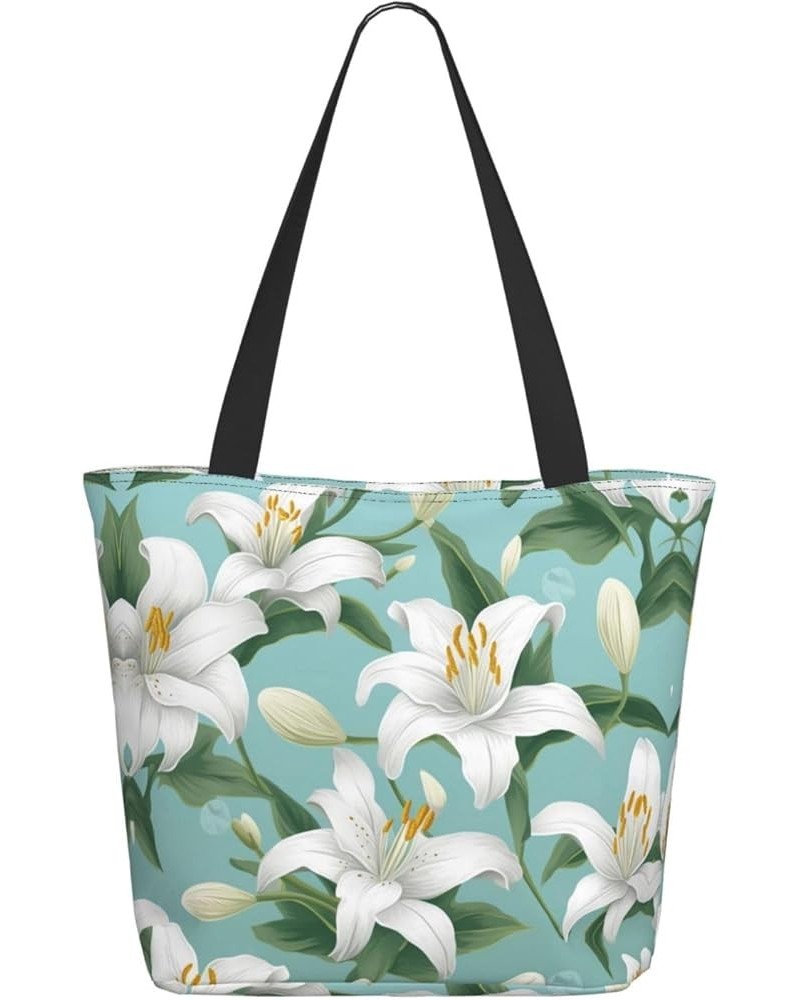 Colored Peacock Printed Fashionable Large Handbag And Shoulder Bag, Suitable For Various Daily Use Lily Flowers2 $12.87 Totes