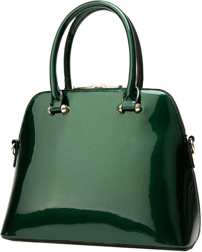 Women's Patent Leather Totes Elegant Handbag Evening Bag Large Capacity Top Handle Purse Shell Bag Green Green $23.75 Totes