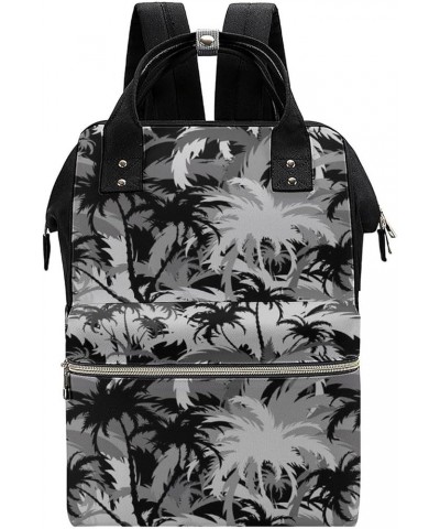 Tropical Tree Black And White Travel Backpack Mommy Bag for Women, Casual Daypack Backpack, Handbag Black Tropical Tree Black...