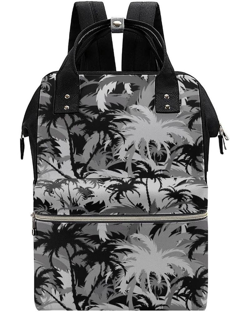 Tropical Tree Black And White Travel Backpack Mommy Bag for Women, Casual Daypack Backpack, Handbag Black Tropical Tree Black...