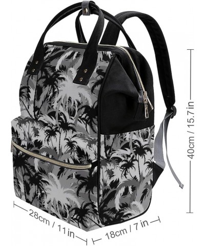 Tropical Tree Black And White Travel Backpack Mommy Bag for Women, Casual Daypack Backpack, Handbag Black Tropical Tree Black...