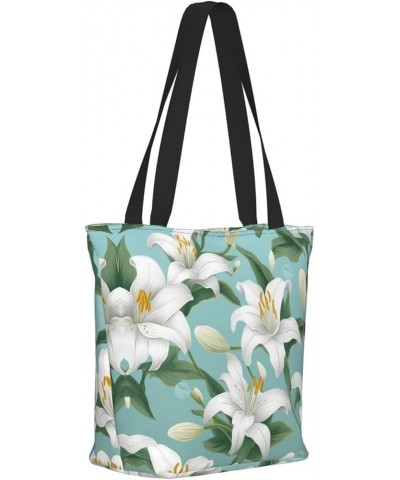 Colored Peacock Printed Fashionable Large Handbag And Shoulder Bag, Suitable For Various Daily Use Lily Flowers2 $12.87 Totes