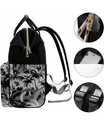 Tropical Tree Black And White Travel Backpack Mommy Bag for Women, Casual Daypack Backpack, Handbag Black Tropical Tree Black...