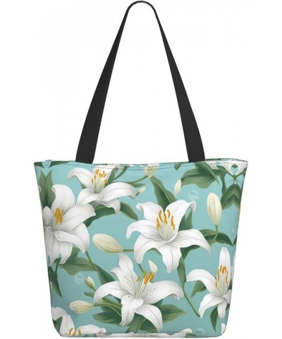 Colored Peacock Printed Fashionable Large Handbag And Shoulder Bag, Suitable For Various Daily Use Lily Flowers2 $12.87 Totes