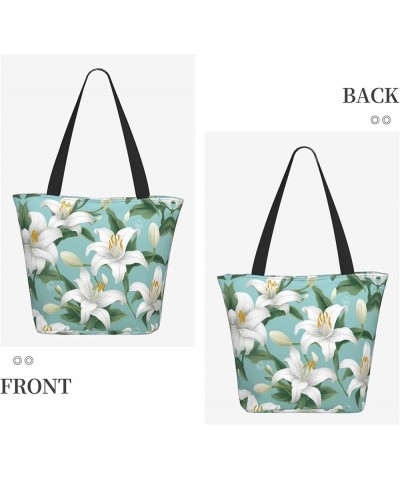 Colored Peacock Printed Fashionable Large Handbag And Shoulder Bag, Suitable For Various Daily Use Lily Flowers2 $12.87 Totes