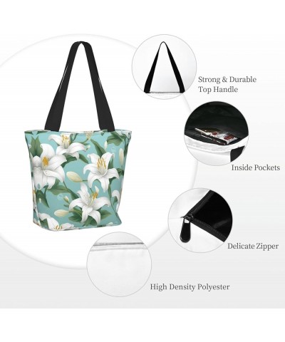 Colored Peacock Printed Fashionable Large Handbag And Shoulder Bag, Suitable For Various Daily Use Lily Flowers2 $12.87 Totes