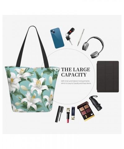 Colored Peacock Printed Fashionable Large Handbag And Shoulder Bag, Suitable For Various Daily Use Lily Flowers2 $12.87 Totes