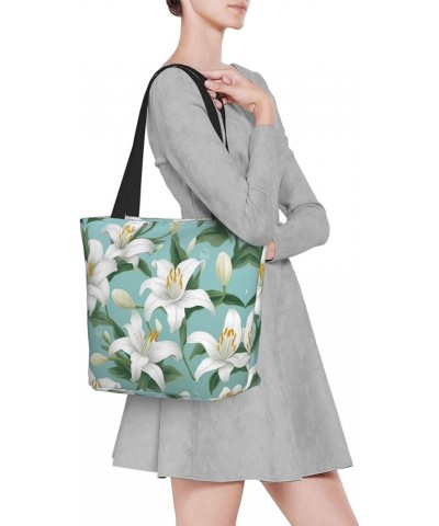 Colored Peacock Printed Fashionable Large Handbag And Shoulder Bag, Suitable For Various Daily Use Lily Flowers2 $12.87 Totes