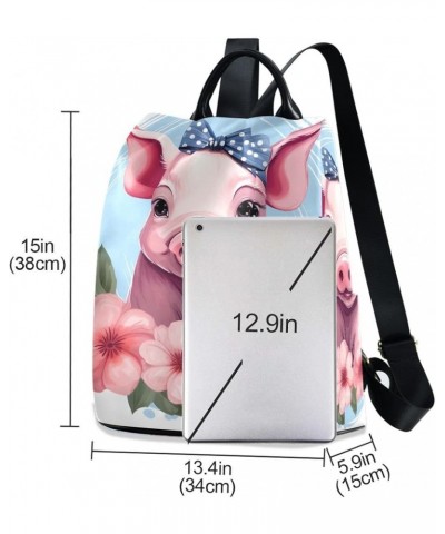 Angry Bear on Space Women Backpack Purse Anti Theft Design Travel Hiking Camping Rucksack Pack Cute Pig With Bow $18.89 Backp...