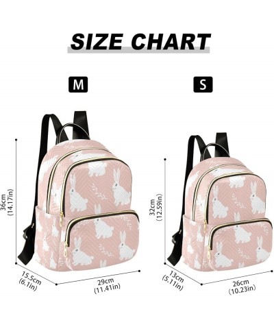 Cute Bunny Rabbit Pink Women Backpack Purse Ladies Fashion Shoulder Bag Daypack Travel Bag 7.5L Small $14.88 Backpacks