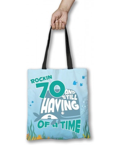 70th Birthday Gifts for Women Men - Rockin 70 Funny Canvas Tote Shopper Bags Wsub $13.06 Totes