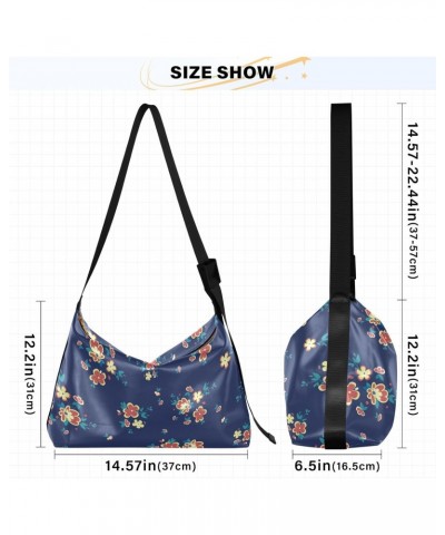 Vintage Floral Crossbody Bag Hobo Handbag Purse Fashion PU Leather Shoulder Bags for Women $13.60 Hobo Bags